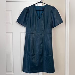 Ann Taylor Green Faux Leather Dress